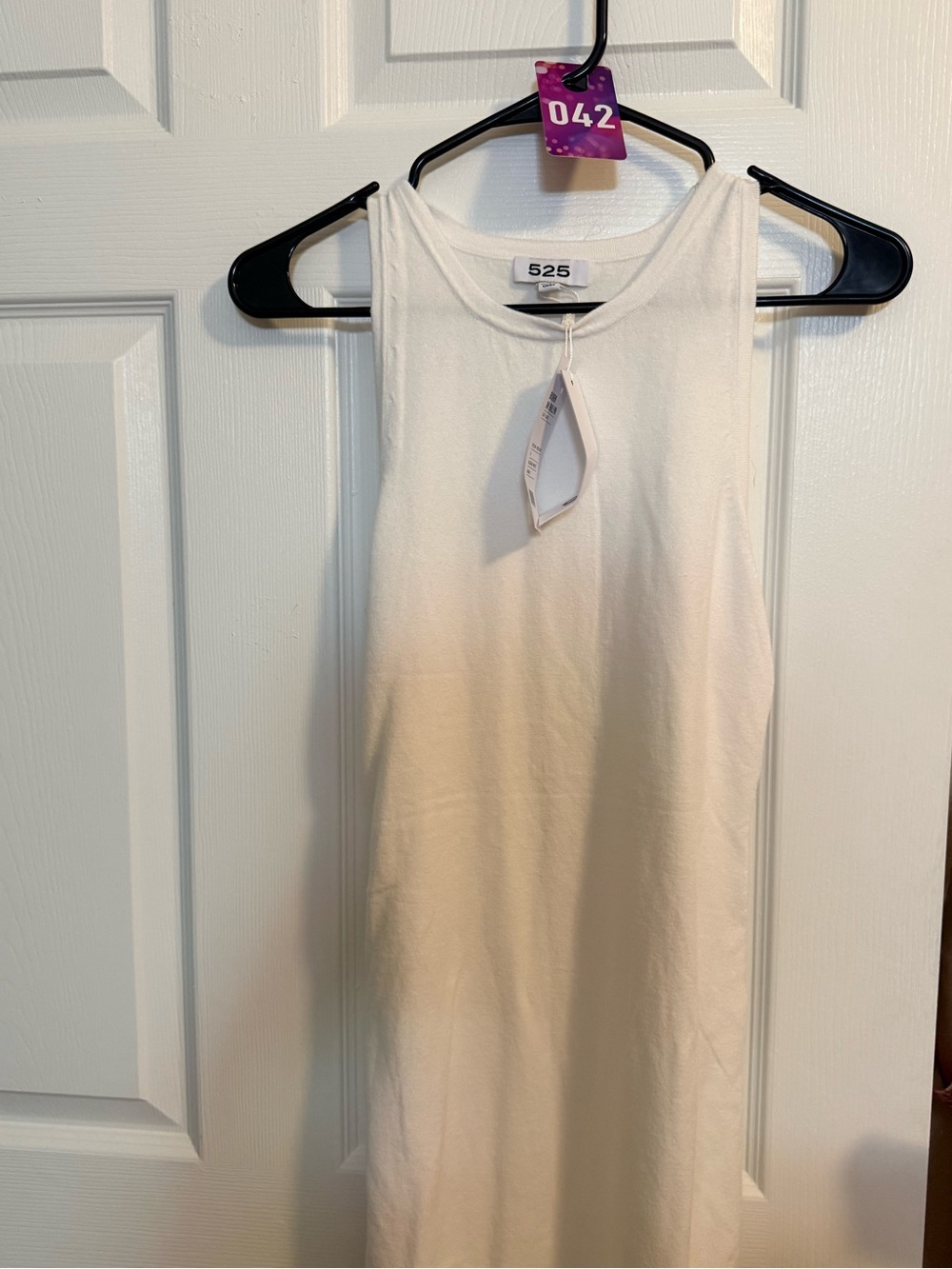 525 America White Ribbed Sleeveless Tank Top